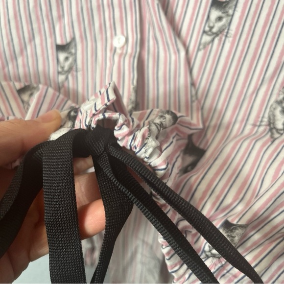 Zara White and Gray Crop Tie Front Blouse - Picture 5 of 6